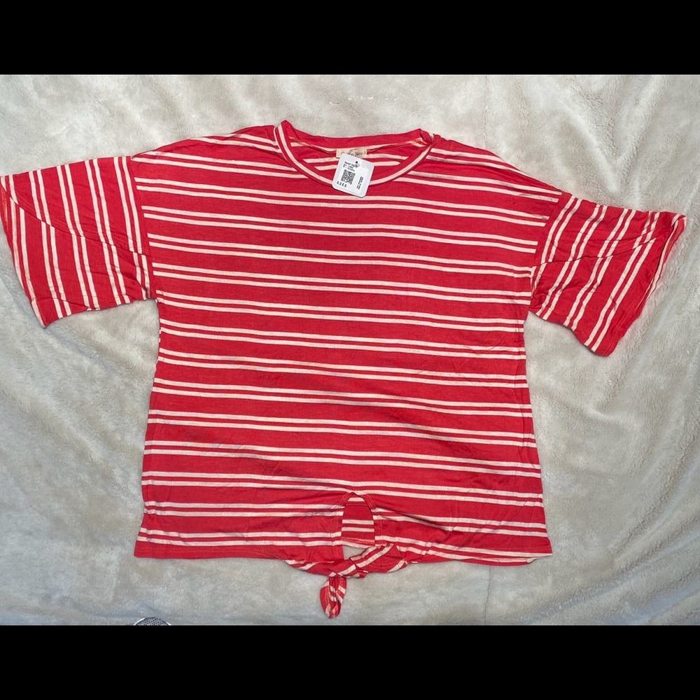 Nadene West Red/White Striped Top